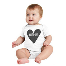 Load image into Gallery viewer, Feminist Heart Short Sleeve Baby Onesie
