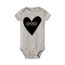 Load image into Gallery viewer, Feminist Heart Short Sleeve Baby Onesie
