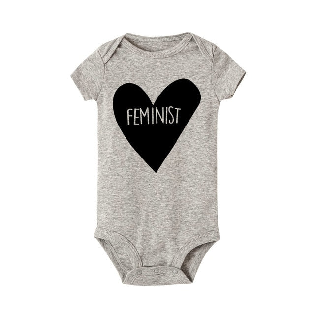 Feminist Heart Short Sleeve Baby Onesie