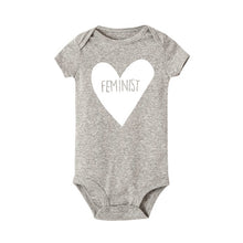 Load image into Gallery viewer, Feminist Heart Short Sleeve Baby Onesie
