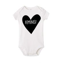 Load image into Gallery viewer, Feminist Heart Short Sleeve Baby Onesie
